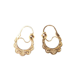 Boucles d'oreilles Créoles savoyardes à décor floral en or - Castafiore