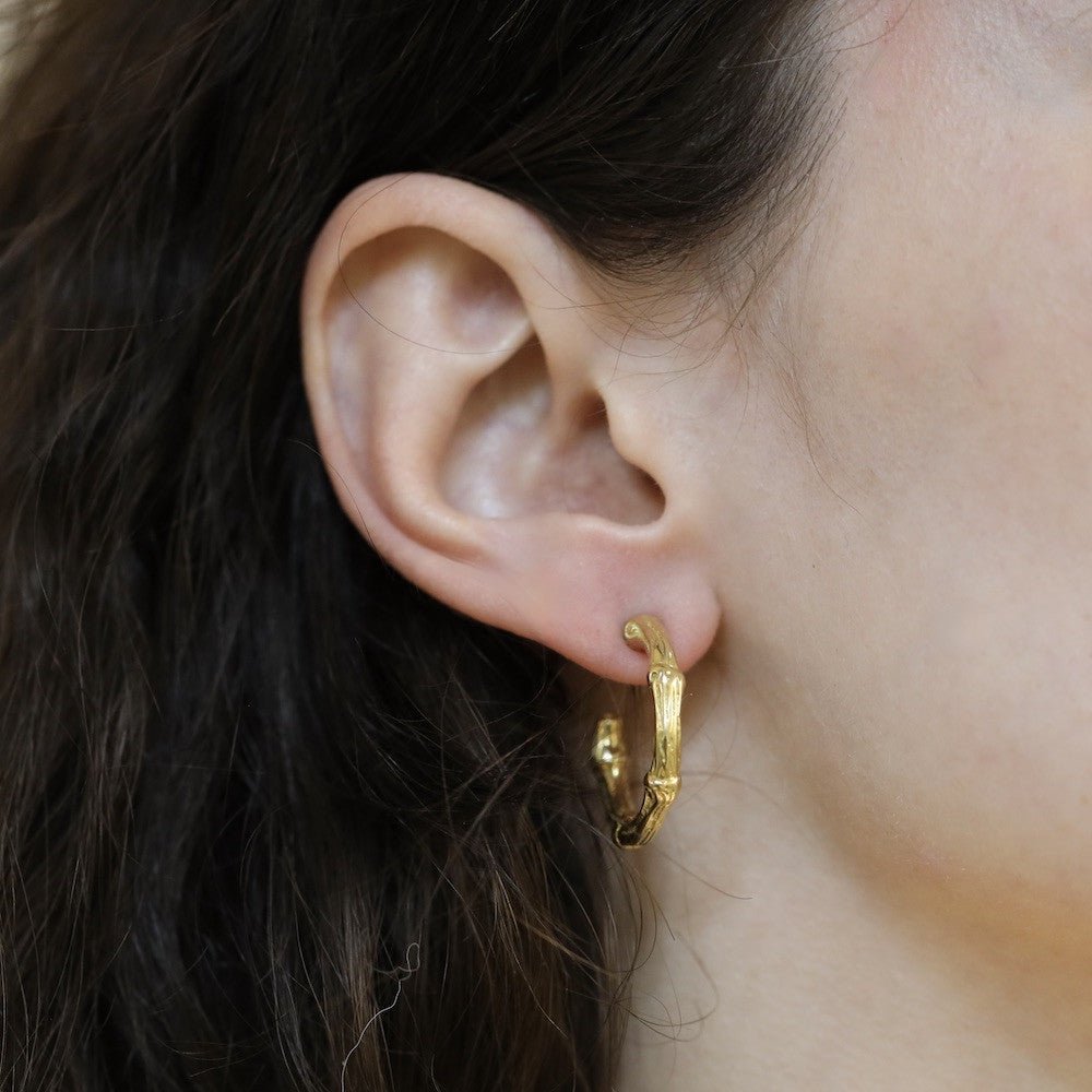Boucles d'oreilles Créoles TIFFANY & CO. Bambou en or jaune - Castafiore