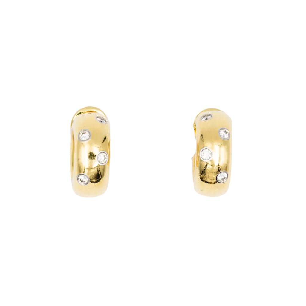 Boucles d'oreilles Créoles TIFFANY & CO. "Etoiles" en or jaune, platine et diamants - Castafiore