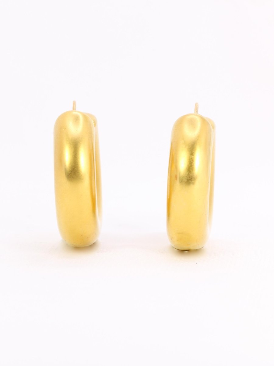 Boucles d'oreilles Créoles vintage or jaune mat - Castafiore