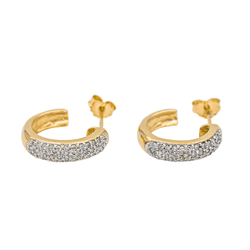 Boucles d'oreilles Demi - créoles en or jaune et diamants - Castafiore