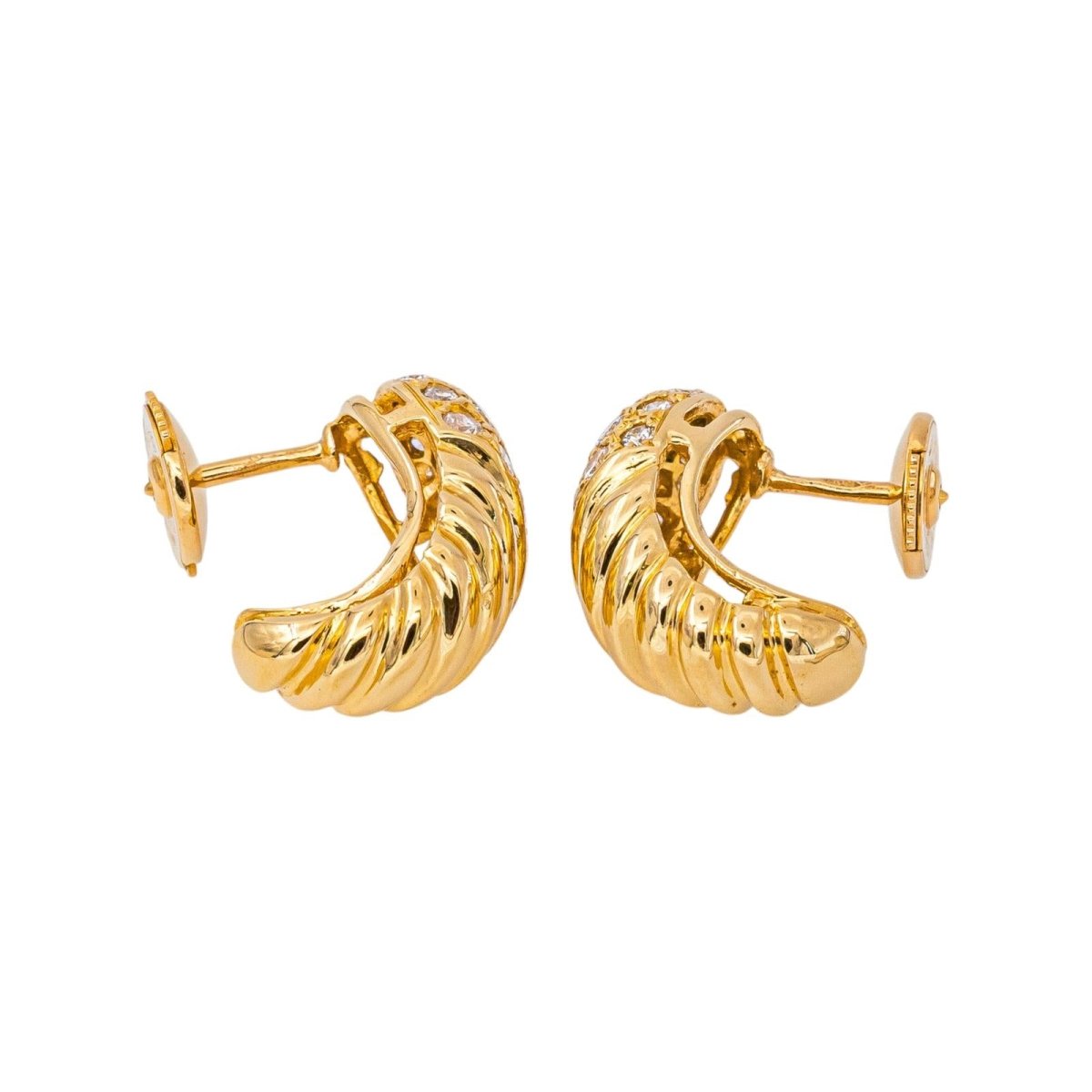 Boucles d'oreilles Demi-créoles Or jaune Diamant - Castafiore