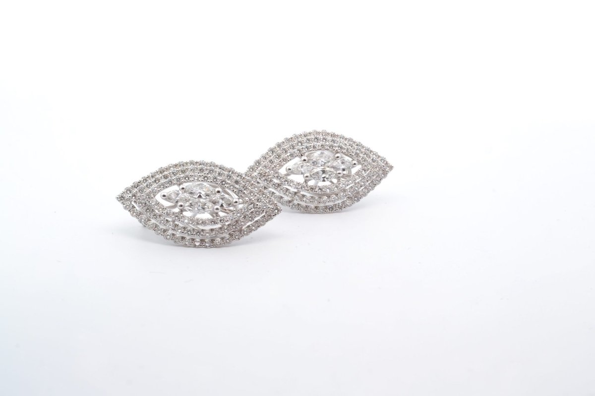 Boucles d'oreilles diamants en forme de marquise - Castafiore