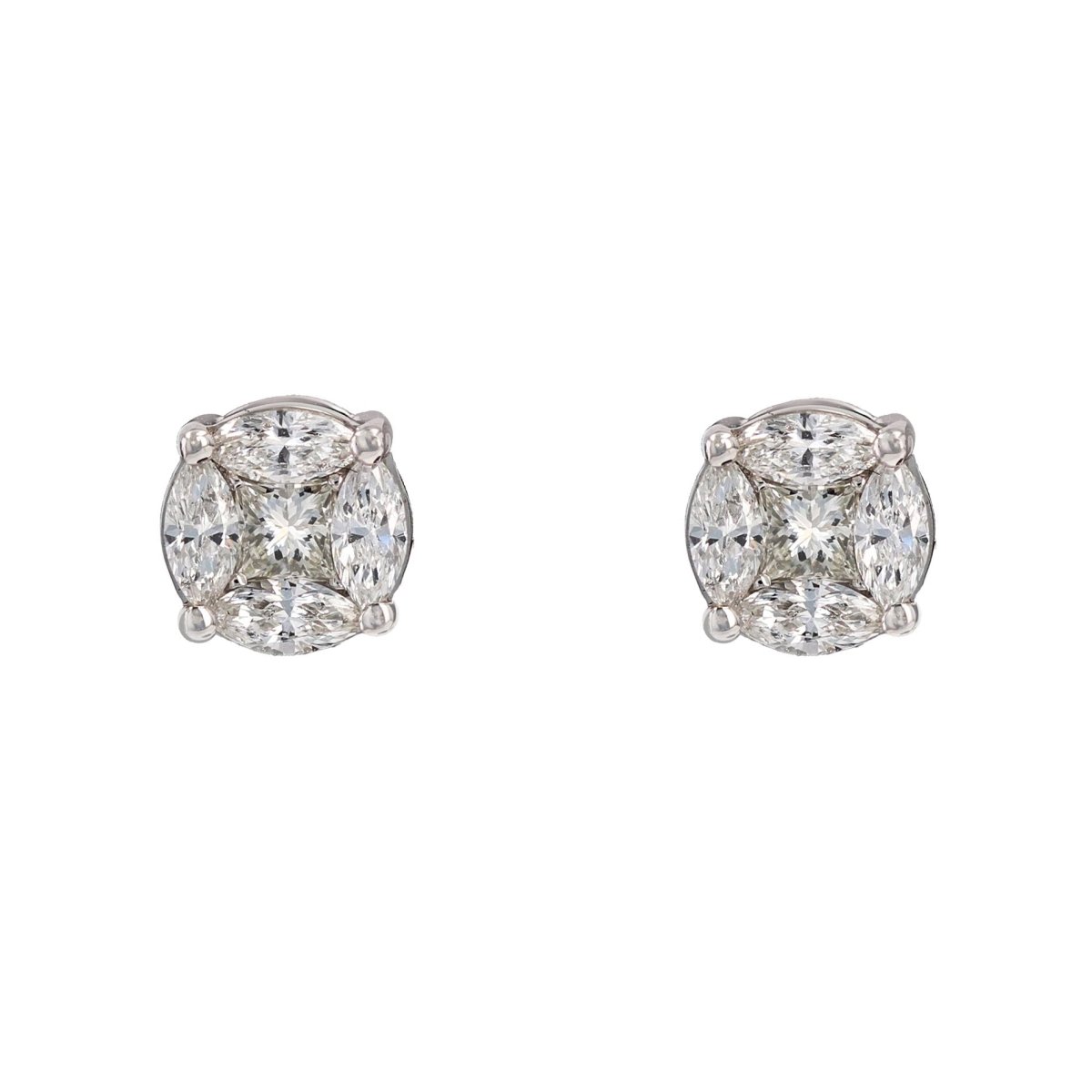 Boucles d'oreilles DIAMANTS Puces en or blanc - Castafiore