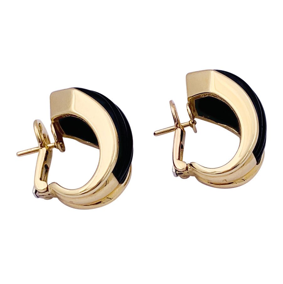 Boucles d'oreilles Dormeuses BOUCHERON vintage en or jaune et bois - Castafiore