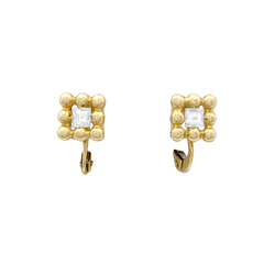 Boucles d'oreilles Dormeuses CHAUMET "Quadrangulaires" en or jaune et diamants - Castafiore