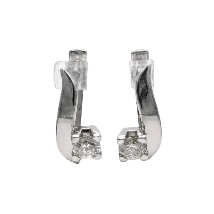 Boucles d'oreilles Dormeuses en or blanc et diamants - Castafiore