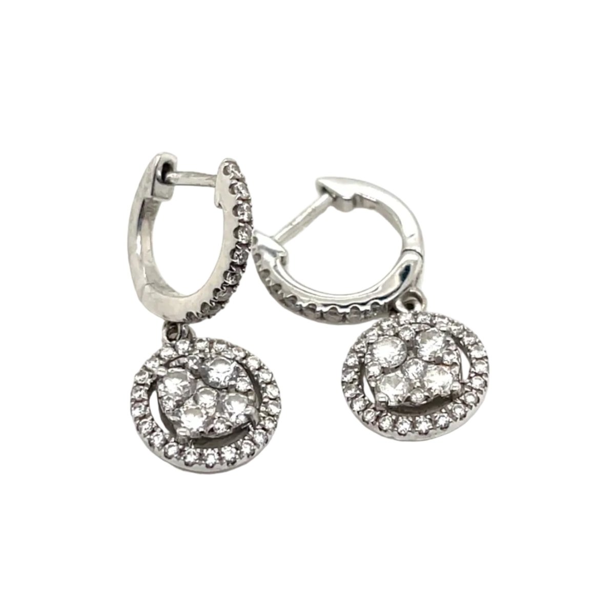 Boucles d'oreilles Dormeuses en or blanc et diamants - Castafiore