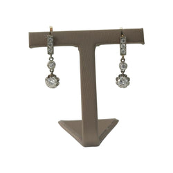 Boucles d'oreilles Dormeuses en or blanc, or jaune et diamants - Castafiore
