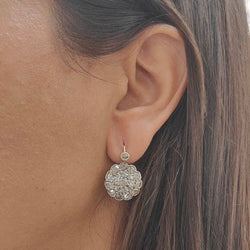 Boucles d'oreilles Dormeuses en or jaune, argent et diamants - Castafiore
