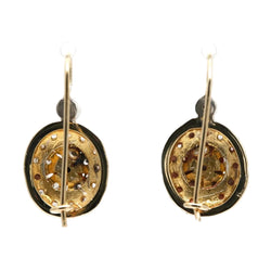 Boucles d'oreilles Dormeuses en or jaune, argent, saphirs et diamants - Castafiore