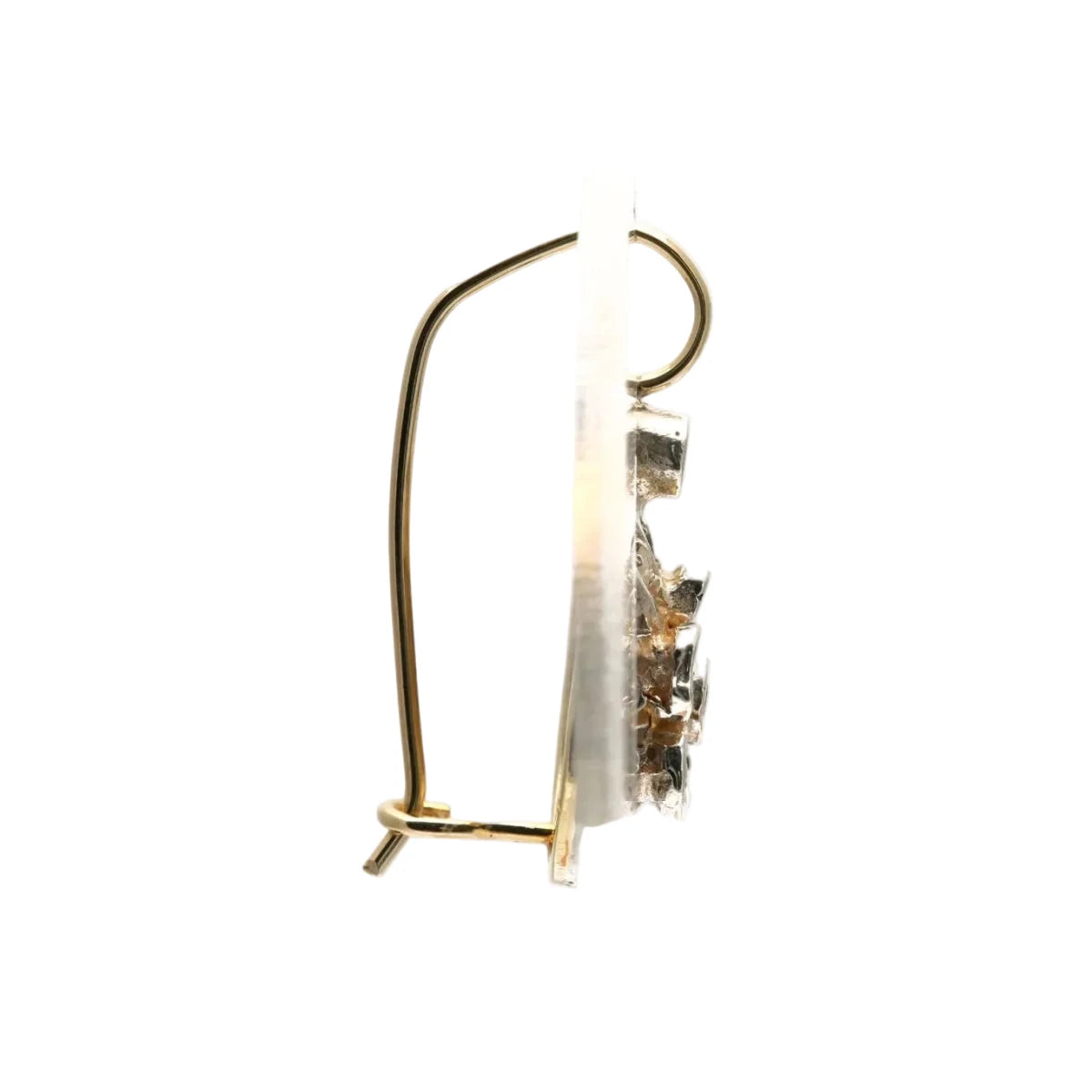 Boucles d'oreilles Dormeuses en or jaune, argent, saphirs et diamants - Castafiore