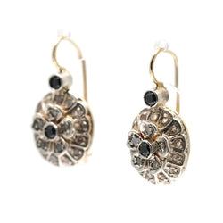 Boucles d'oreilles Dormeuses en or jaune, argent, saphirs et diamants - Castafiore