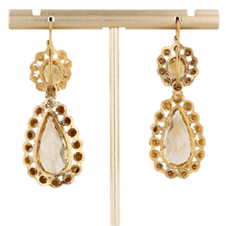 Boucles d'oreilles Dormeuses en or jaune et citrines - Castafiore