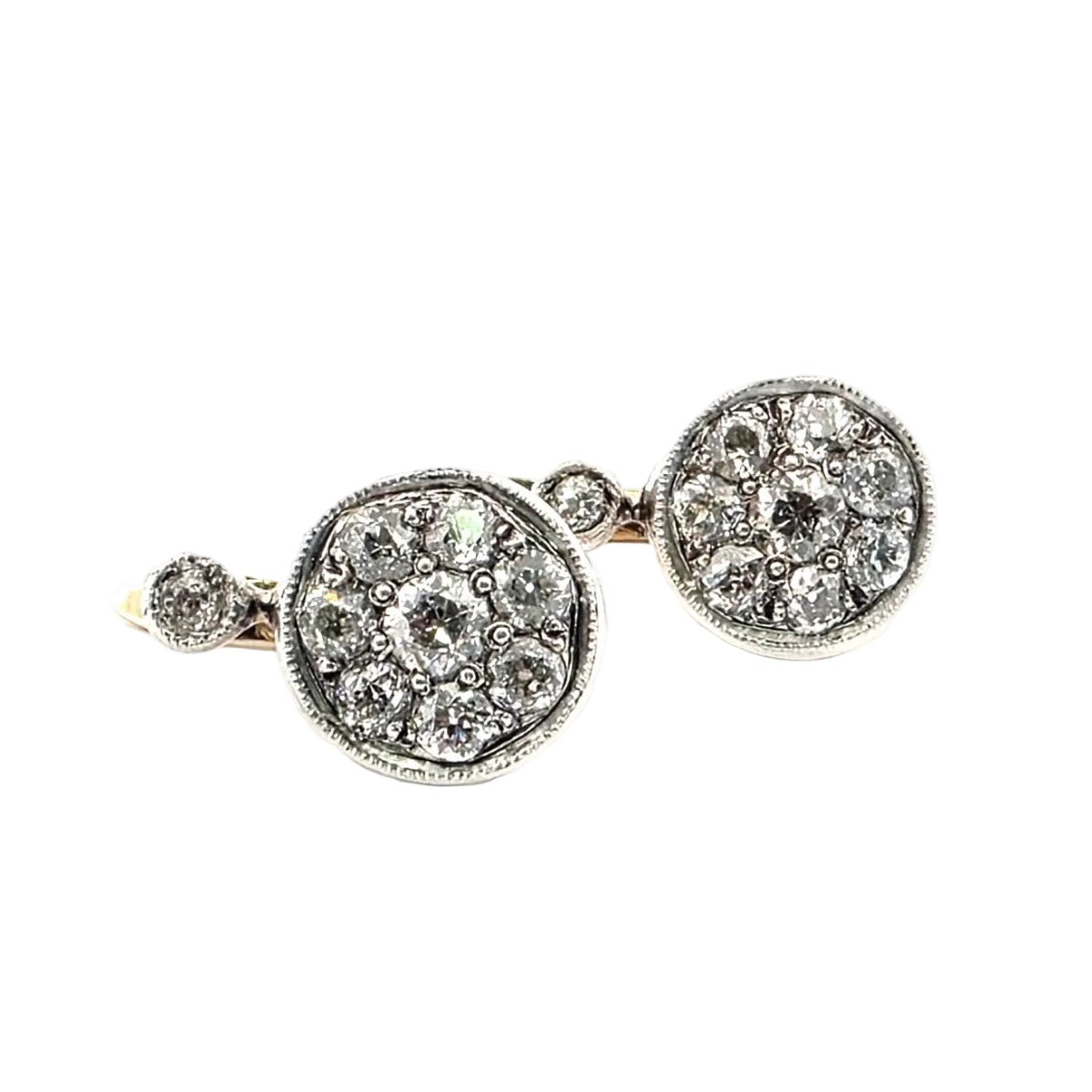 Boucles d'oreilles Dormeuses en or jaune et diamants - Castafiore