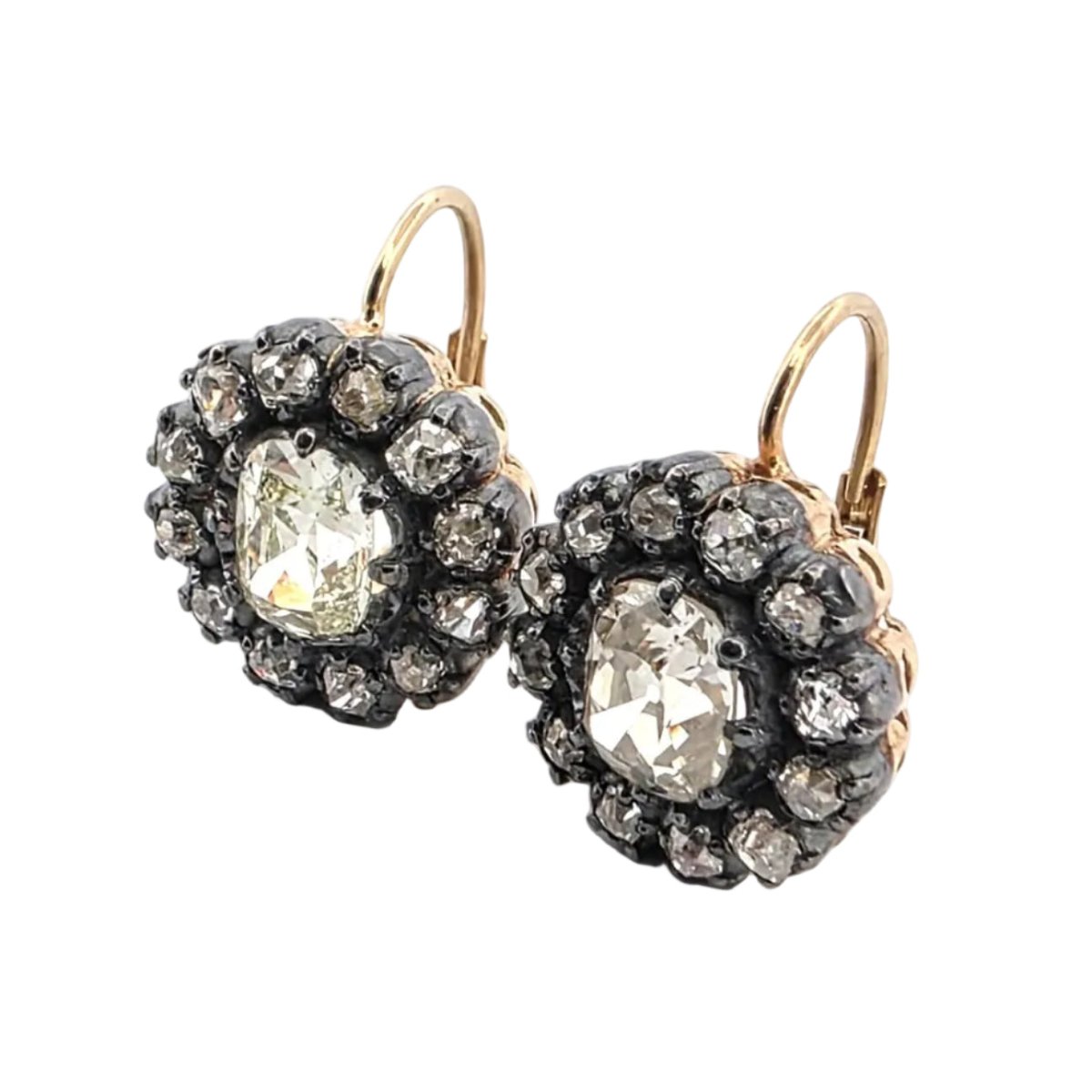 Boucles d'oreilles Dormeuses en or jaune et diamants - Castafiore