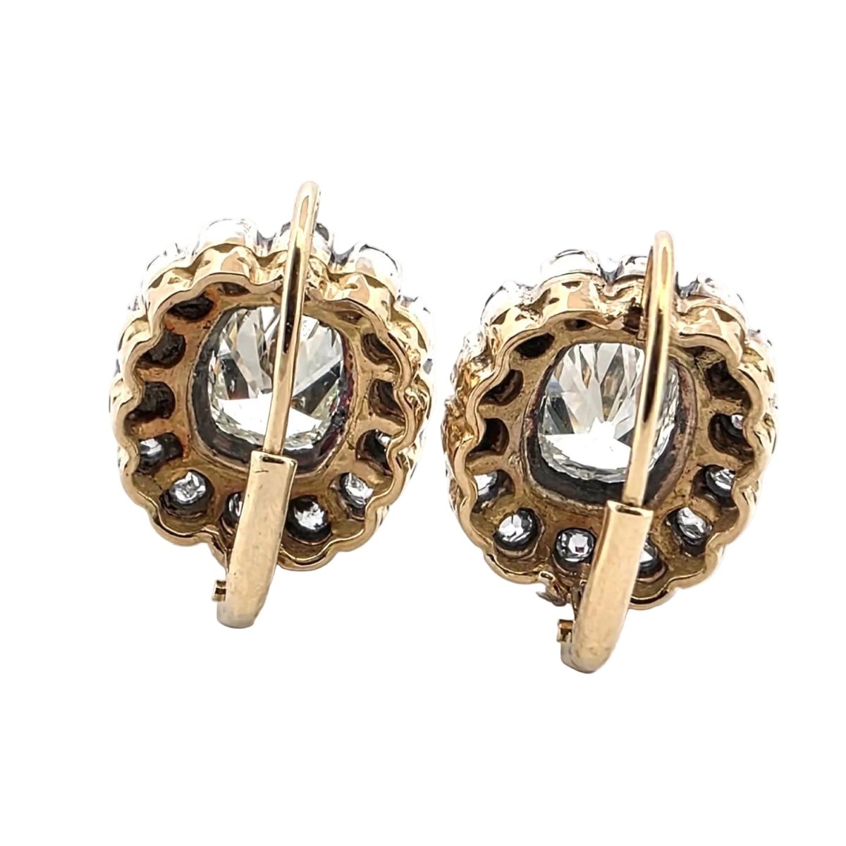 Boucles d'oreilles Dormeuses en or jaune et diamants - Castafiore