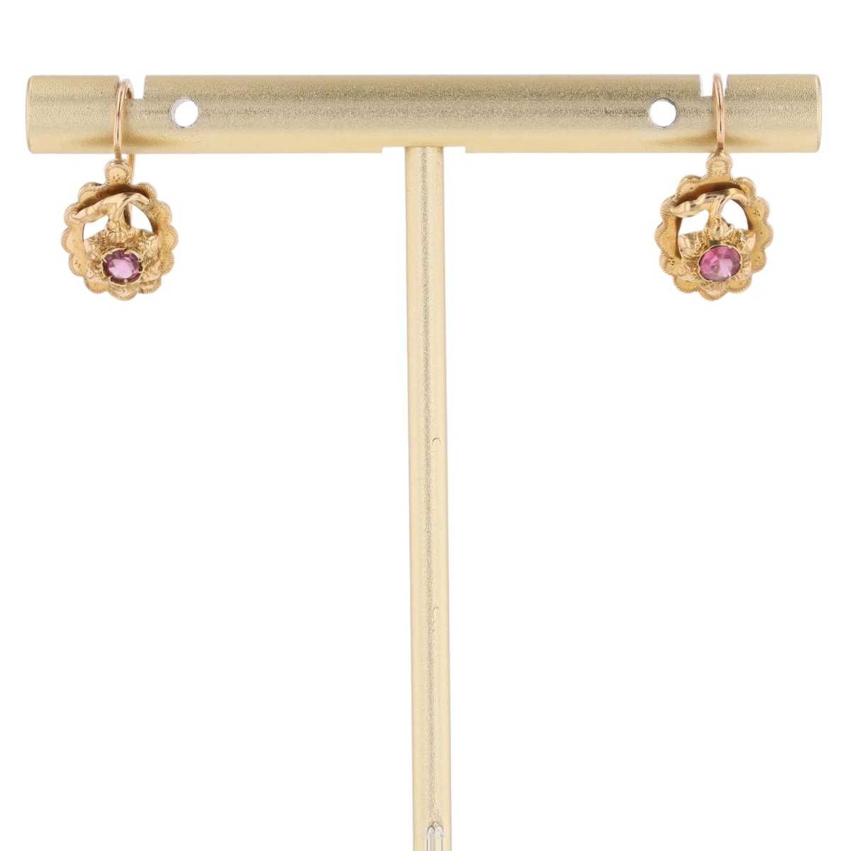 Boucles d'oreilles Dormeuses en or jaune et grenats - Castafiore