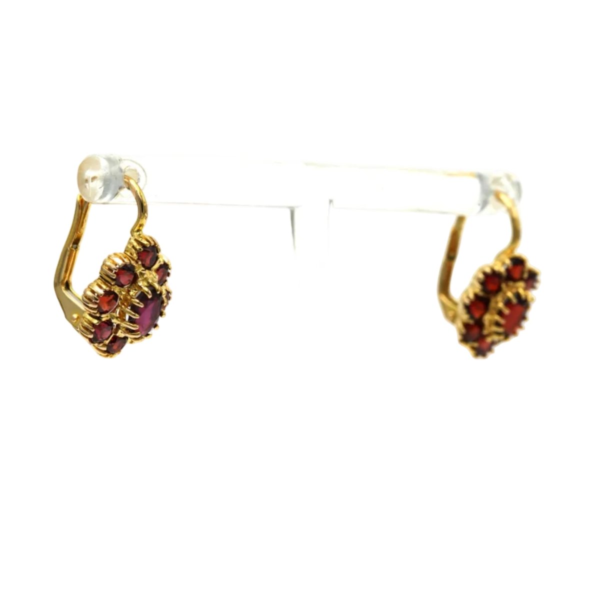 Boucles d'oreilles Dormeuses en or jaune et grenats - Castafiore