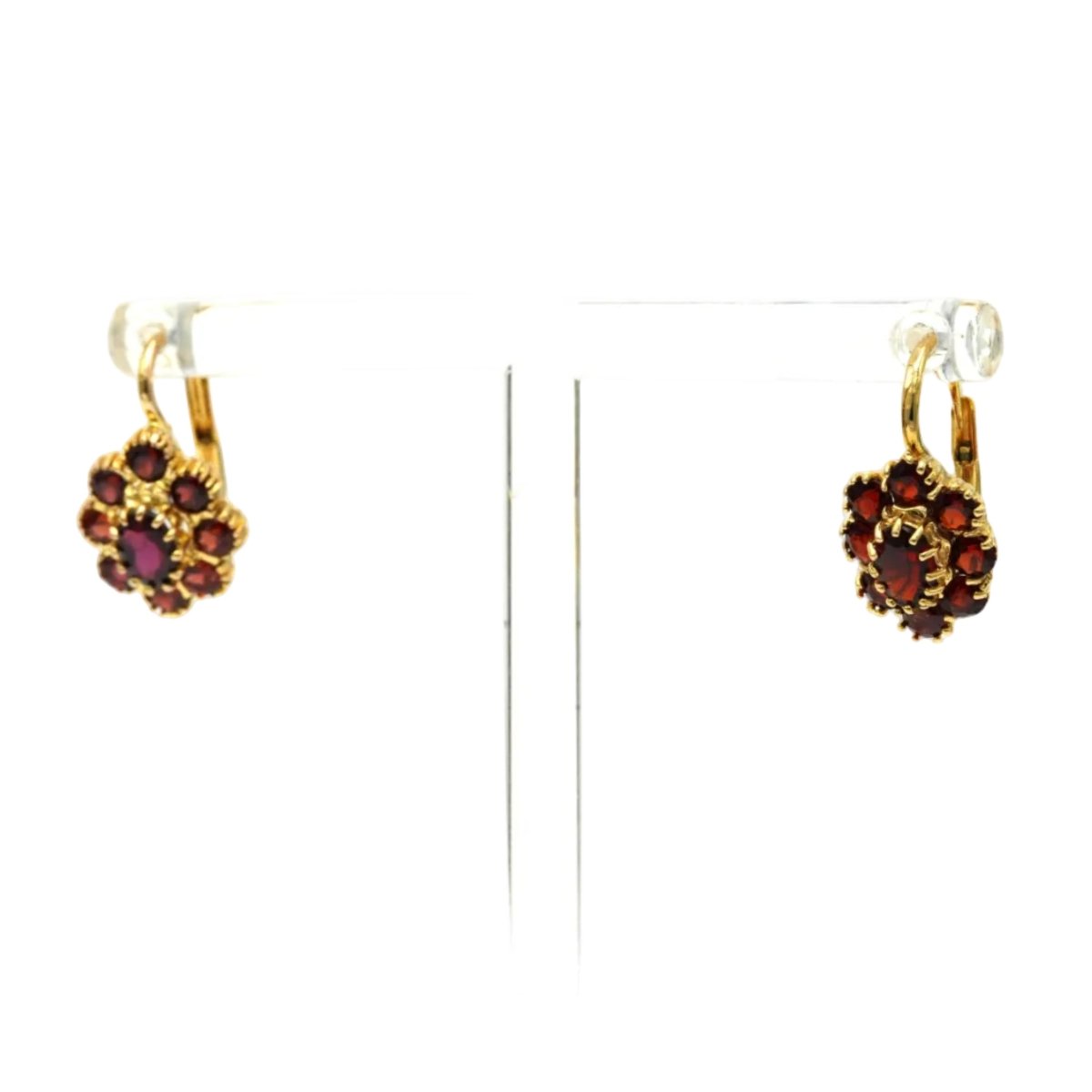 Boucles d'oreilles Dormeuses en or jaune et grenats - Castafiore