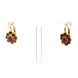 Boucles d'oreilles Dormeuses en or jaune et grenats - Castafiore