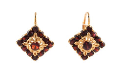 Boucles d'oreilles Dormeuses en or jaune et grenats - Castafiore