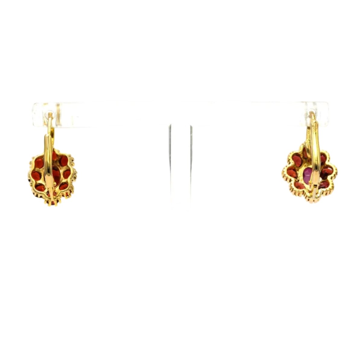 Boucles d'oreilles Dormeuses en or jaune et grenats - Castafiore
