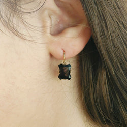 Boucles d’oreilles Dormeuses en or jaune et onyx - Castafiore
