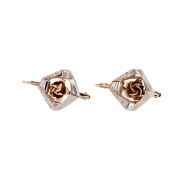 Boucles d'oreilles Dormeuses en or jaune et or blanc - Castafiore