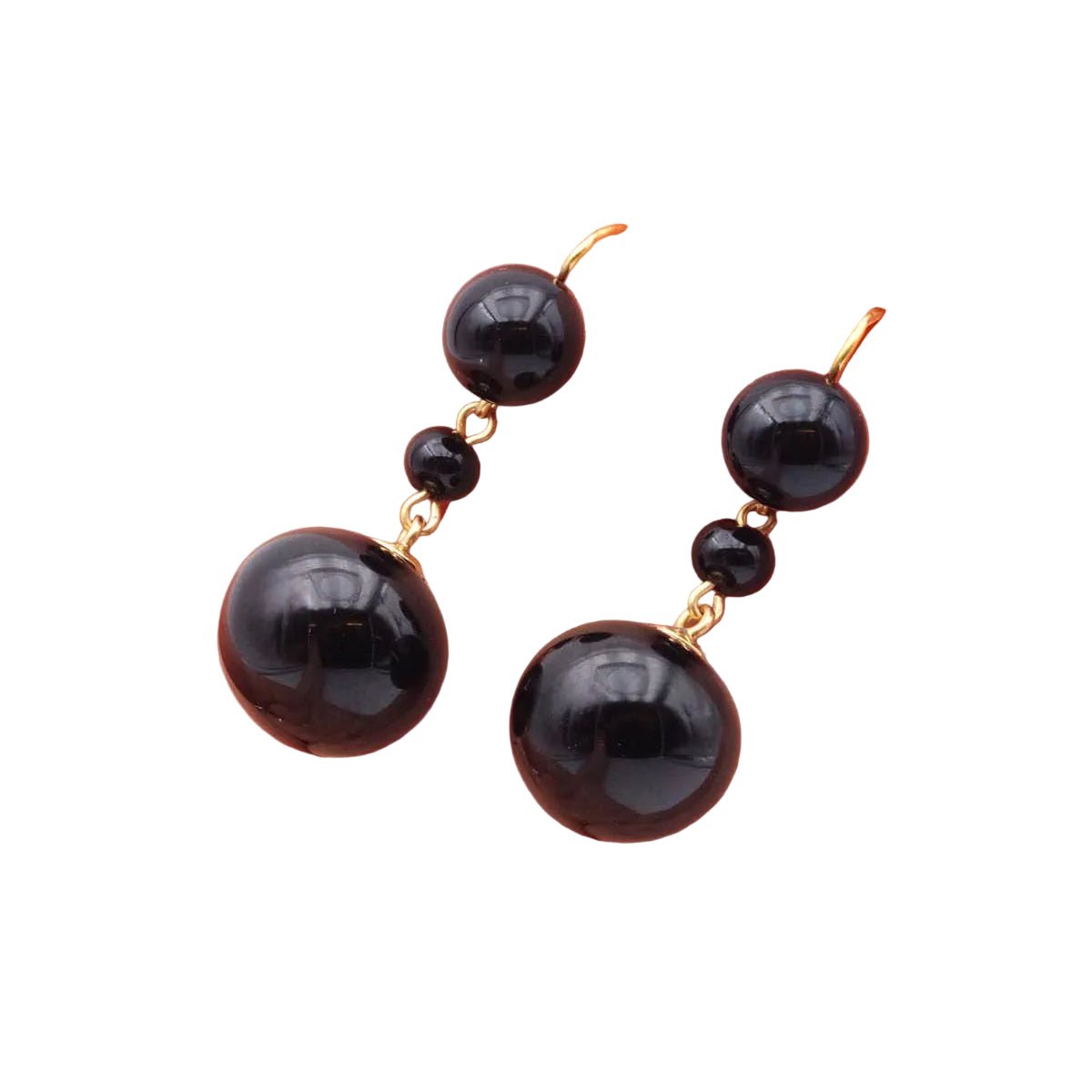 Boucles d'oreilles Dormeuses en or jaune et perles de verre - Castafiore