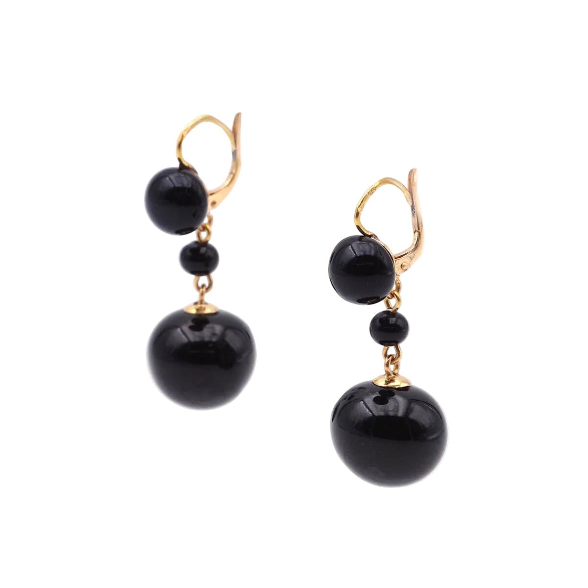 Boucles d'oreilles Dormeuses en or jaune et perles de verre - Castafiore
