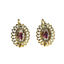 Boucles d'oreilles Dormeuses en or jaune et rubis - Castafiore