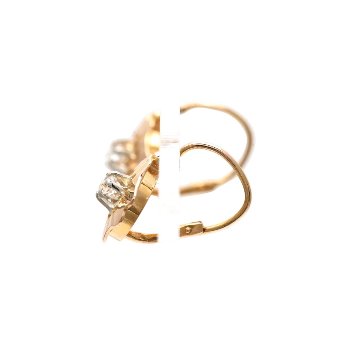 Boucles d'oreilles Dormeuses en or jaune et saphirs - Castafiore