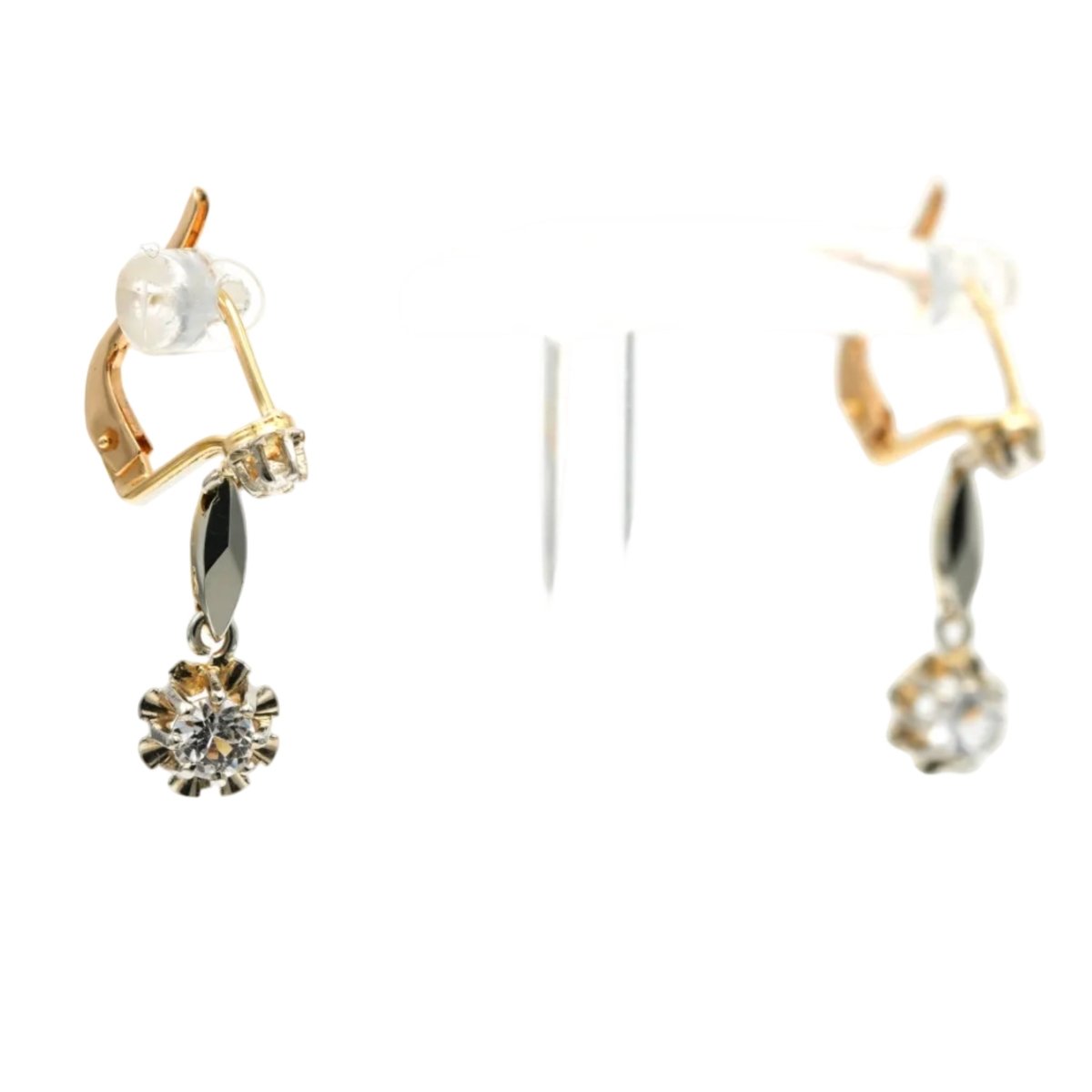 Boucles d'oreilles Dormeuses en or jaune et saphirs - Castafiore