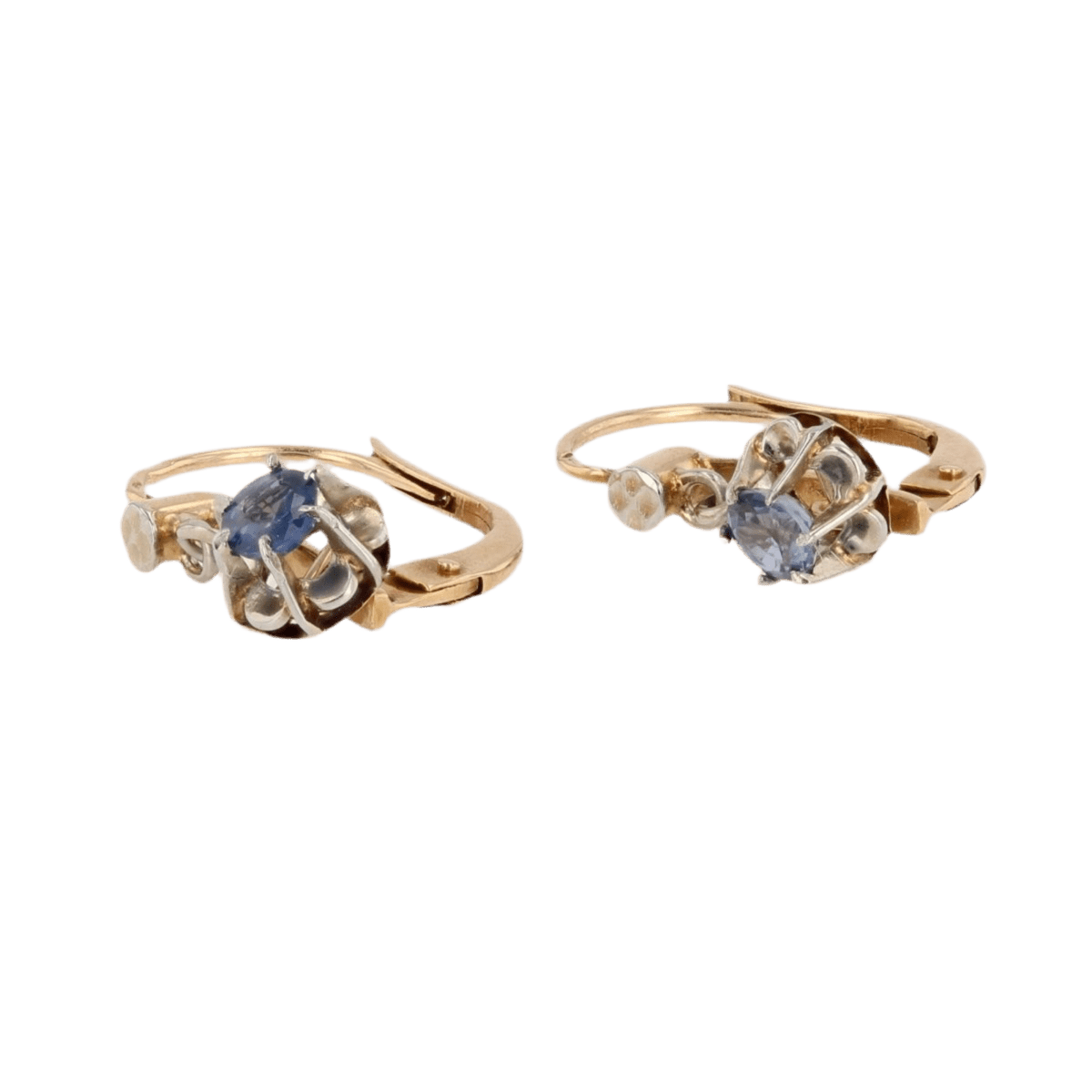 Boucles d'oreilles Dormeuses en or jaune et saphirs - Castafiore
