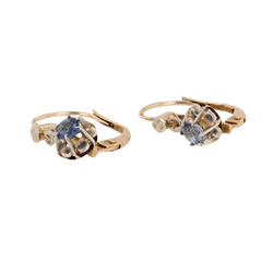 Boucles d'oreilles Dormeuses en or jaune et saphirs - Castafiore
