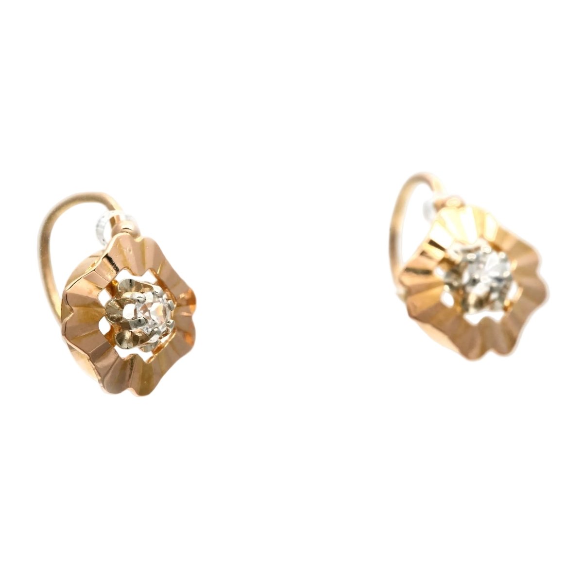 Boucles d'oreilles Dormeuses en or jaune et saphirs - Castafiore