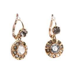 Boucles d'oreilles Dormeuses en or jaune et strass - Castafiore