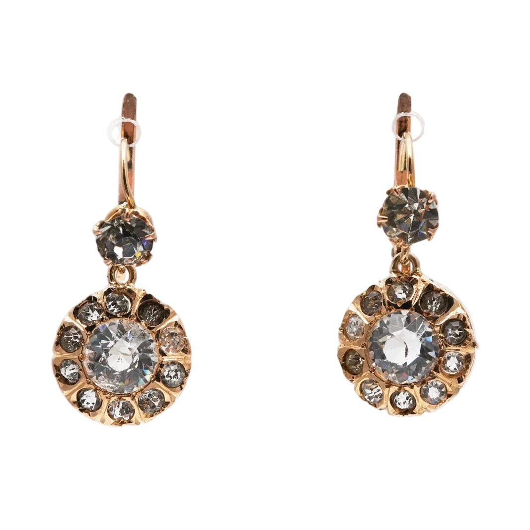 Boucles d'oreilles Dormeuses en or jaune et strass - Castafiore