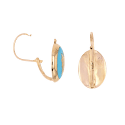 Boucles d'oreilles Dormeuses en or jaune et turquoise - Castafiore