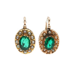 Boucles d'oreilles Dormeuses en or jaune, perles et cristal - Castafiore