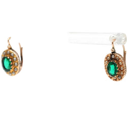 Boucles d'oreilles Dormeuses en or jaune, perles et cristal - Castafiore