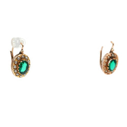 Boucles d'oreilles Dormeuses en or jaune, perles et cristal - Castafiore