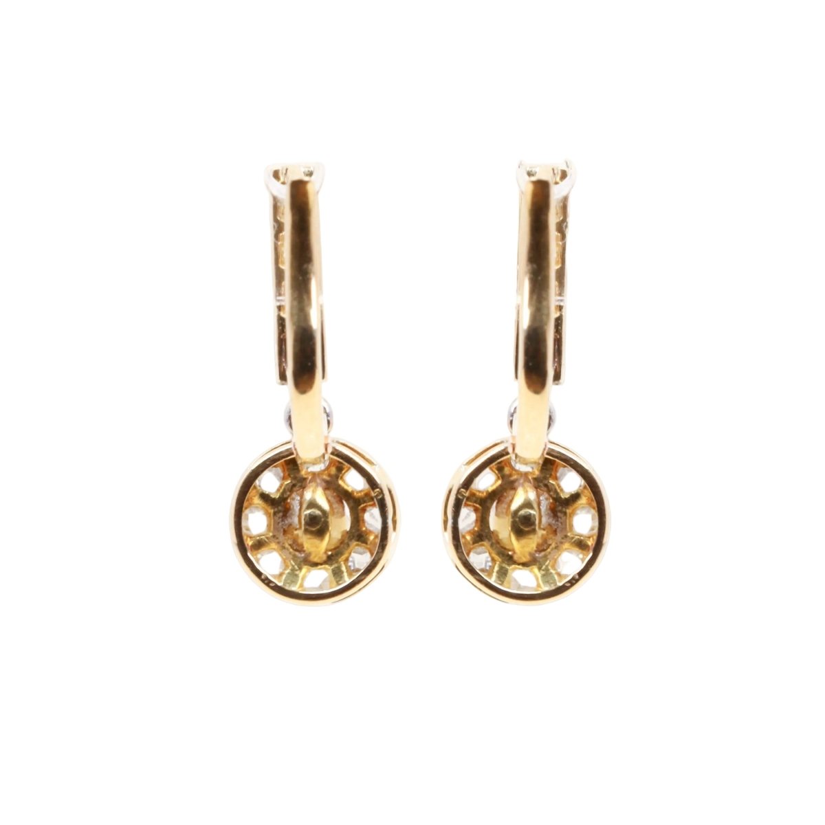 Boucles d'oreilles Dormeuses en or jaune, perles et diamants - Castafiore