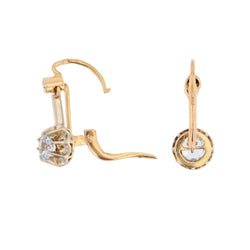 Boucles d'oreilles Dormeuses en or jaune, platine et aigues-marines - Castafiore