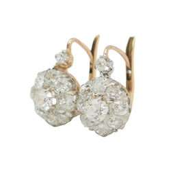 Boucles d'oreilles Dormeuses en or jaune, platine et diamants - Castafiore