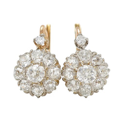 Boucles d'oreilles Dormeuses en or jaune, platine et diamants - Castafiore