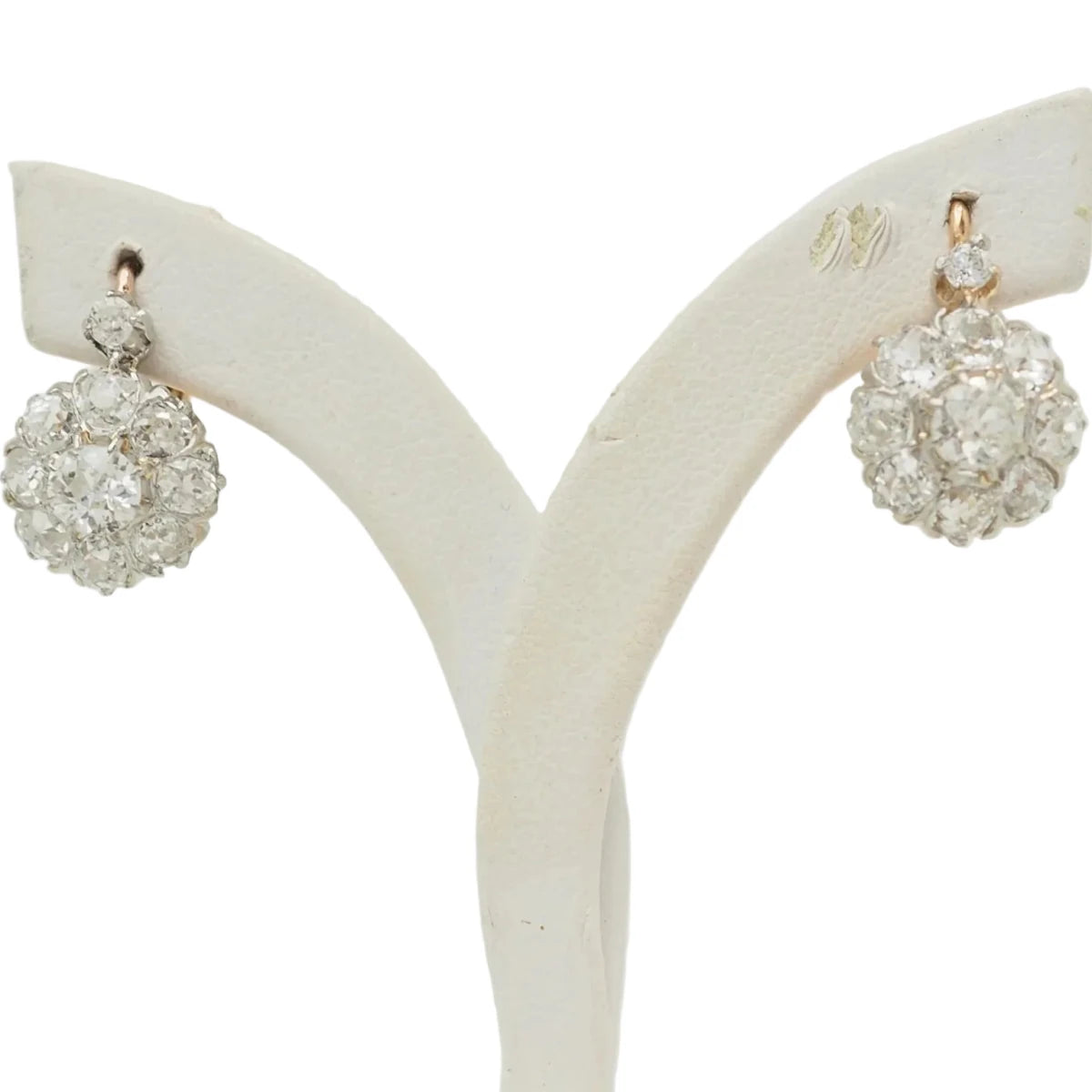 Boucles d'oreilles Dormeuses en or jaune, platine et diamants - Castafiore