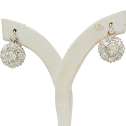 Boucles d'oreilles Dormeuses en or jaune, platine et diamants - Castafiore