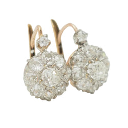 Boucles d'oreilles Dormeuses en or jaune, platine et diamants - Castafiore